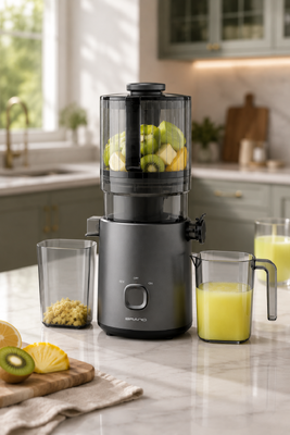 Fresh Smart HJ303 Ekstra Geniş Yavaş Sıkma Meyve Sıkacağı – Ailenizin Hak Ettiği Tam Meyve Sıkacağı, 155mm Besleme Ağzı, 2400ml Hazne, 200W Soğuk Sıkım ve Kendi Kendini Temizleme Özellikli