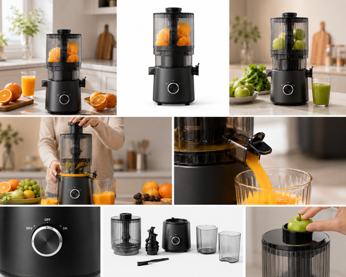 Taze Akıllı HJ303 Ekstra Geniş Yavaş Çiğnenen Meyve suyu makinesi 155mm Çuval, 2400ml Hopper, 200W Soğuk Baskı ve Kendini Temizleyici ile Taze Meyve suyu sevgilisi için