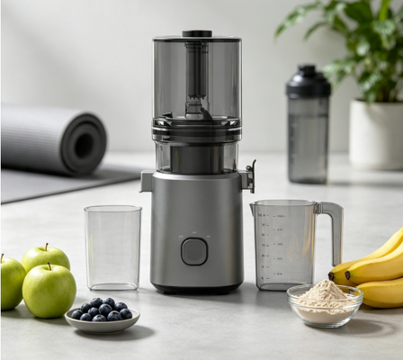 Yeni Smart HJ303 Ekstra Geniş Yavaş Çiğnenen Meyve Meyvesini Meyve Meyvesinden Çökecek Mekan 155mm Çökme, 2400ml Hopper, 200W Soğuk Baskı ve Kendini Temizleyici