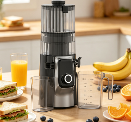 Fresh Smart HJ102C Yavaş Sıkma Katı Meyve Sıkacağı – Malzemelerinizi Sizin Kadar Seven Meyve Sıkacağı, 3 Ayarlanabilir Hız, 135mm Geniş Hazne, 200W Soğuk Sıkım ve Kendi Kendini Temizleme Özellikli