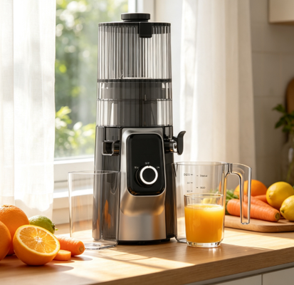 Fresh Smart HJ102C Yavaş Sıkma Meyve Sıkacağı – 3 Ayarlanabilir Hız, 135mm Geniş Besleme Ağzı, 200W Soğuk Sıkma ve Kendiliğinden Temizleme Özellikli Özel Meyve Suyu Stüdyonuz ile Zanaatkar Kalitesinde Meyve Suyu