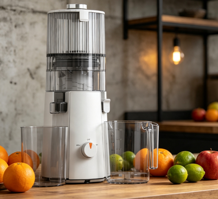 Fresh Smart HJ102A Bitki Bazlı Yaşam Tarzı Yavaş Sıkma Meyve Sıkacağı – 135mm Geniş Hazneli, Saf, Doğal Tam Bitki Beslenmesi İçin 55 RPM Soğuk Sıkma Teknolojili 200W Vegan Dostu Ekstraktör